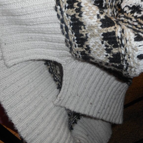 OPHELIS ROE, women's heavy pullover sweater, sz 2X black, white & beige - Picture 6 of 8